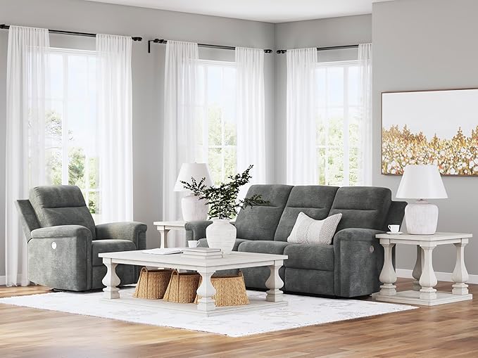 Signature Design by Ashley Barnsana Minimalist Power Reclining Sofa with USB Charging Ports Gray