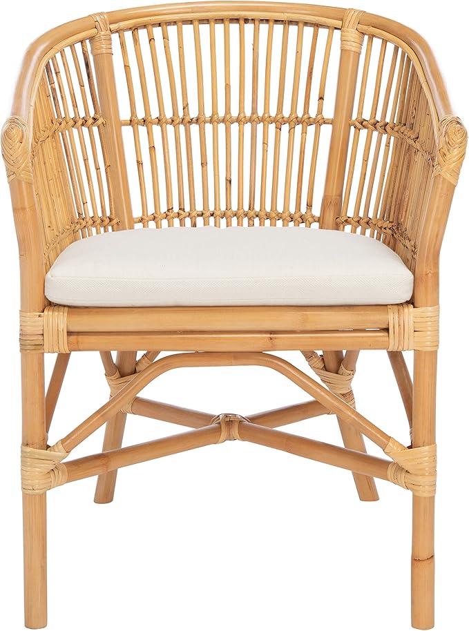 Safavieh Home Collection Olivia Rattan Cushion Accent Chair Natural/White