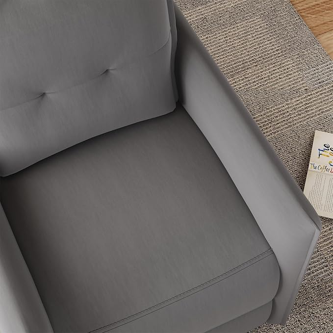 Manual Recliner Chair for Adult Velvet Reclining Chair with Chunky Cushion for Small Space Comfortable Reclining Sofa for Living Room Bedroom Home Theater Easy Assembly (Dark Gray)