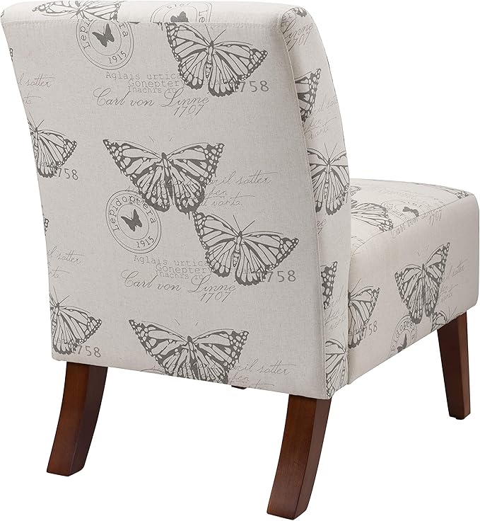 Linon Butterfly Dark Espresso Linen Lily Chair 21.5 W x 29.5 D x 31.5 H