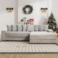 Modular Sectional Sofa with Oversized Chaise 111 L Shaped Sectional Couches Solid Wood Frame Corduroy Sofas for Living Room - Grey Right Facing Chaise