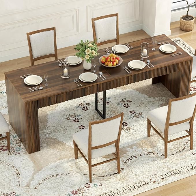 78.74 Executive Desk Large Office Desk with 2 Drawer Farmhouse Wooden Computer Desk Writing Table Conference Workstation Table for Office Study Dark Brown