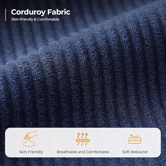 89 Inch Sofa with Extra Deep Seats Oversize 3 Seater Sofa for Living Room Modern Couch and Sofa Comfy Armrests and Seats and Backrests Easy Installation Corduroy Fabric Blue