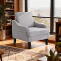 Accent Chair for Living Room Upholstered Living Room Chair with Side Pockets Comfy Accent Chairs for Bedroom Mid Century Modern Armchair for Office Apartment Waiting Room Club (Grey)
