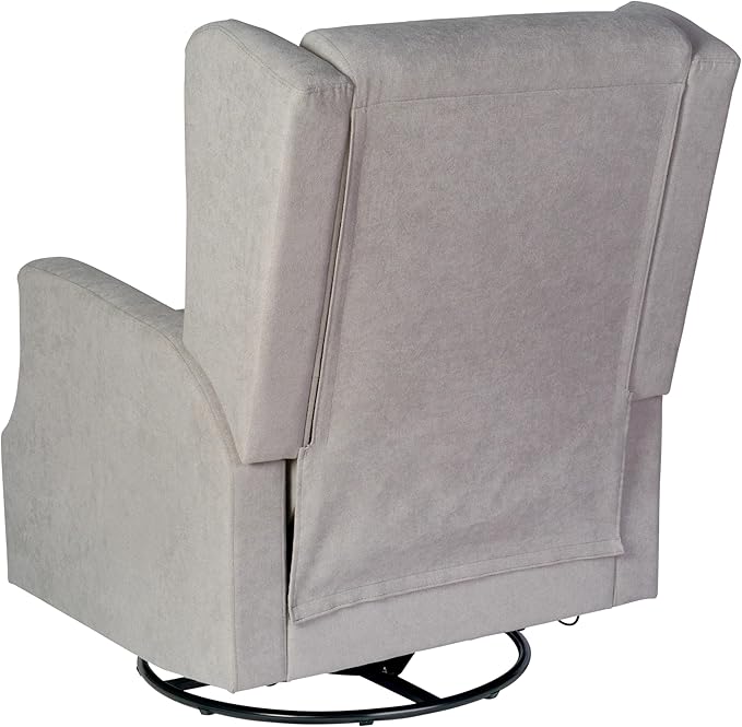 Flash Furniture Omma Swivel Glider Rocking Recliner Manual Wingback Recliner with 360 Degree Swivel for Living Room Bedroom or Nursery Upholstered Light Gray