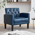 TYBOATLE Accent Chair Comfy Living Room Chair Leather Tufted Mid Century Modern Accent Chair Small Cozy Reading Arm Chair for Office Bedroom (1 Blue)