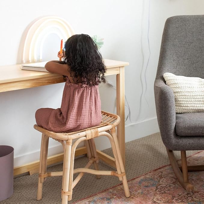 Max &amp Lily Solid Wood Desk 40 Inches Natural