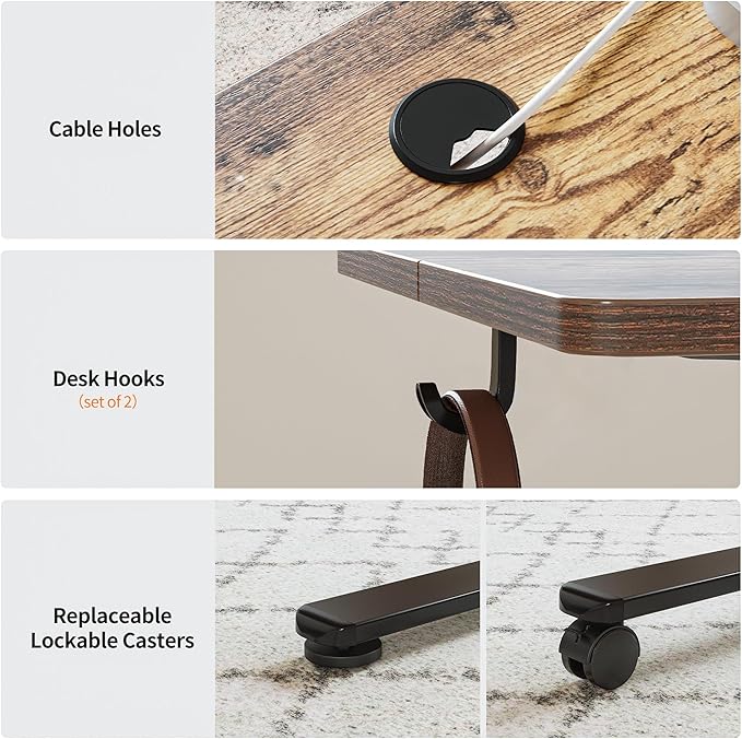 BANTI 40'' Electric Height Adjustable Standing DeskSit Stand up DeskErgonomic Sit-Stand Desk for Home OfficeRustic Brown Top