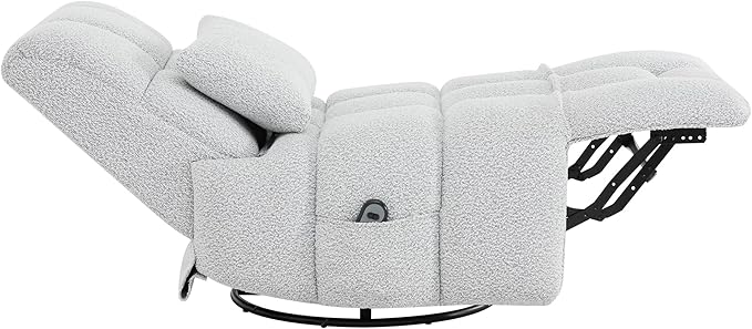 Watson &amp Whitely Oversized Power Recliner Chair for Adults Swivel Rocker Recliner Chair with Lumbar Support Ultra-Comfy Glider Recliner for Living Room Theater Seating Single Sofa Grey