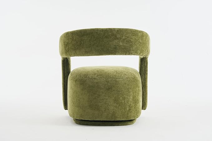 KEIKI Swivel Accent Chair Modern Barrel Chair for Lounge/Balcony 360° Rotation Ergonomic Design Easy Assembly Comfy Chenille Fabric
