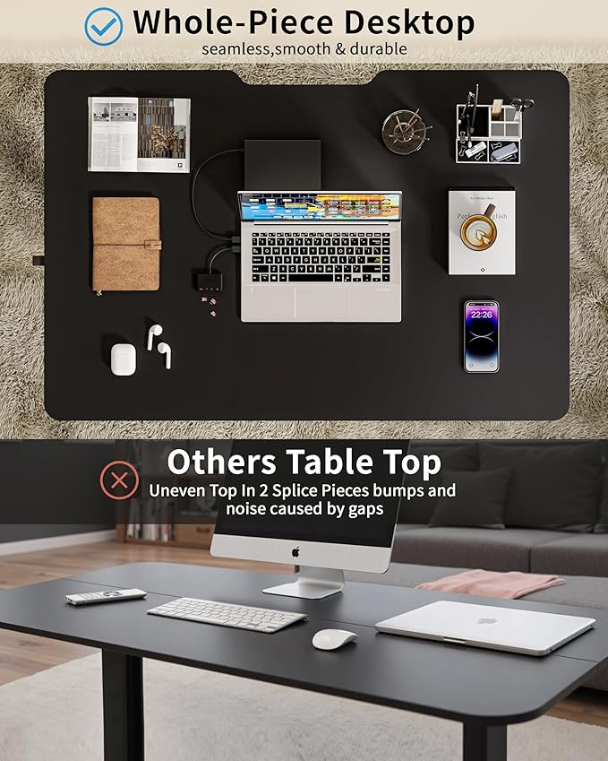 Okin Electric Standing Desk 40 x 24 Inches Whole Piece Height Adjustable Desk Black Sit to Stand Desks Computer Workstation with Wheels for Home Office