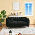 Loveseat Velvet Fabric Two- Seater Couch Buckle Design and Rivet Decoration Deep Seated Double Sofa Suitable for Living Room Bedroom Apartment Hotel etc (black-06)