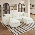 110 Sectional Couches for Living Room Boneless Couch Upholstered Cloud Couch Sectional Modular Sectional Sofa with L Shaped (Corduroy-White 3 Seat+2 Ottoman)