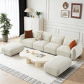 U Shaped Cloud Sectional Convertible L Shaped Couch with Removable OttomansModular Cloud Couch Sectional for Living Room(4 Set + 2 Ottomans - White)