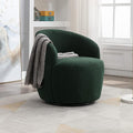 Modern Swivel Accent Armchair Comfy Round 360° Swivel Chair with Armrest Round Accent Chair for Living Room Bedroom Office (Upholstered Dark Green)