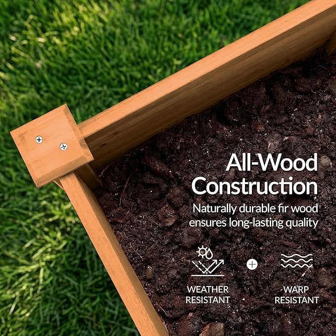 Best Choice Products 72 x 24 x 30 Raised Garden Bed with Extra Deep 16 Depth Elevated Wood Planter Box Stand for Backyard Patio Balcony Natural Fir Wood - Acorn Brown