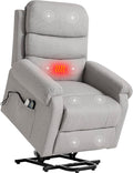 Power Lift Recliner Chair Recliners for Elderly with Heat and Massage Recliner Chair for Living Room with Infinite Position and Side Pocket USB Charge Port (Light Grey)