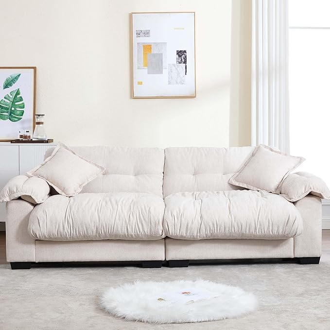 90.55 Cloud Loveseat for Living Room Modern Small Sofa Love Seat Couch for Small Spaces 2 Seater Comfy Loveseat Sleeper Cozy Sofa Beige