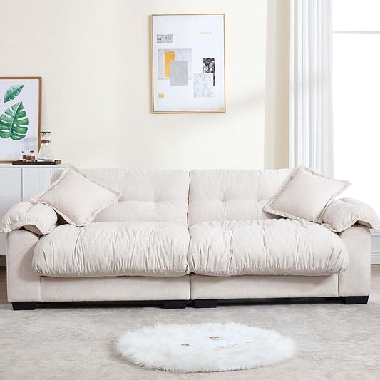 90.55 Cloud Loveseat for Living Room Modern Small Sofa Love Seat Couch for Small Spaces 2 Seater Comfy Loveseat Sleeper Cozy Sofa Beige