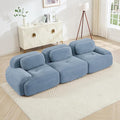 KEIKI 117 Oversized Corduroy Modular Sectional Sofa with High-Density Foam Cushions Curved Armrest Upholstered Modern Non-Slip Base Design 3-Seater Cloud Couch with 3 Pillow for Living Room Blue