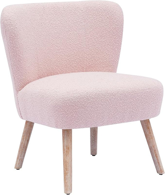 Costaelm Bedroom Accent Chair Upholstered Fabric Chairs Makeup Vanity Chair Teddy Fuzzy Chair and Sherpa Accent Chair for Living Room Reading Room Dining Room Office Dusty Peach