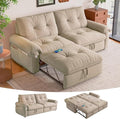 Sleeper Sofa Bed Queen Size Sofa Bed Convertible Pull Out Couch with Adjustable Backrest USB Port and Side Pockets Modern 2 Seater Small Couches for Living Room Space-Saving
