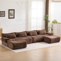 148.2 Boneless Couches for Living Room Set Cloud Modular Sectional Sofa in a Box Memory Foam Modern Couch Big Comfy Compressed Sofas U Shaped Couch with Ottoman Bedroom Apartment Chocolate