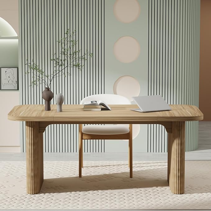 Tribesigns 62-Inch Rectangular Executive Computer Desk Large Modern Wood Writing Table with Double Pedestal for Home Office Easy to Assemble Chair Not Included (Maple)