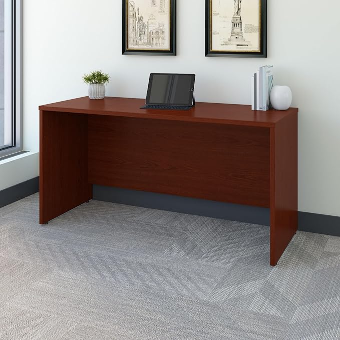Bush Business Furniture Series C 60W x 24D Credenza Desk in Mahogany Computer Table for Home or Professional Office