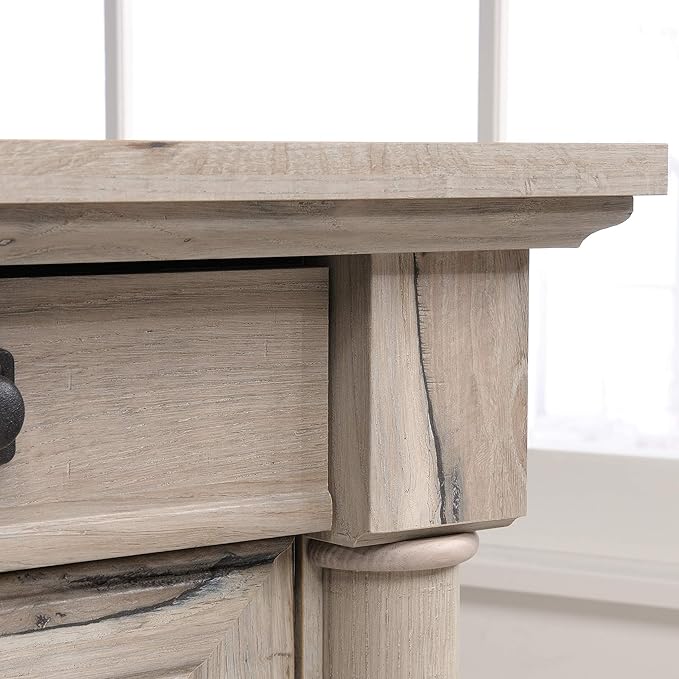 Sauder Palladia L Shaped Desk with Drawers Office Desk with File Cabinet Storage Cable Management Keyboard Tray in Split Oak finish