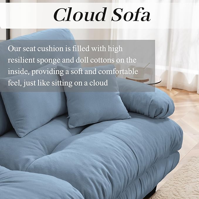 Modular Sectional Sofa for Living Room94.4 U-Shaped Comfy Couch with Ottoman2 Seater Beige Small Couches for Small SpacesFluffy Couch Set with Deep Seat