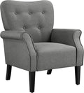 Yaheetech Modern Armchair Mid Century Accent Chair with Sturdy Wood Legs and High Back for Small Space Upholstered Fabric Sofa Club Chair for Living Room/Bedroom/Office Dark Gray