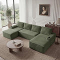 134 Modular Sectional Sofa Cloud Sectional Couch with Deep Seats Built-in Cup Holders &amp Side Pockets Upholstered Boneless Modern Modular Corduroy Sofa Couch with Chaise for Living Room Bedroom