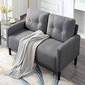 Loveseat Sofa Small Couch for Small Spaces Modern Linen Fabric 2-Seater Sofa with Solid Wood Legs Easy Assembly Apartment Couch for Living Room Office (Light Grey)