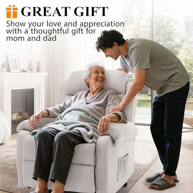 Power Lift Recliner Chair with Massage and Heat for Elderly Electric Lift Chair for Adults Small Recliner for Living Room Reading Room Recliner Saves Your Favorite Position Beige