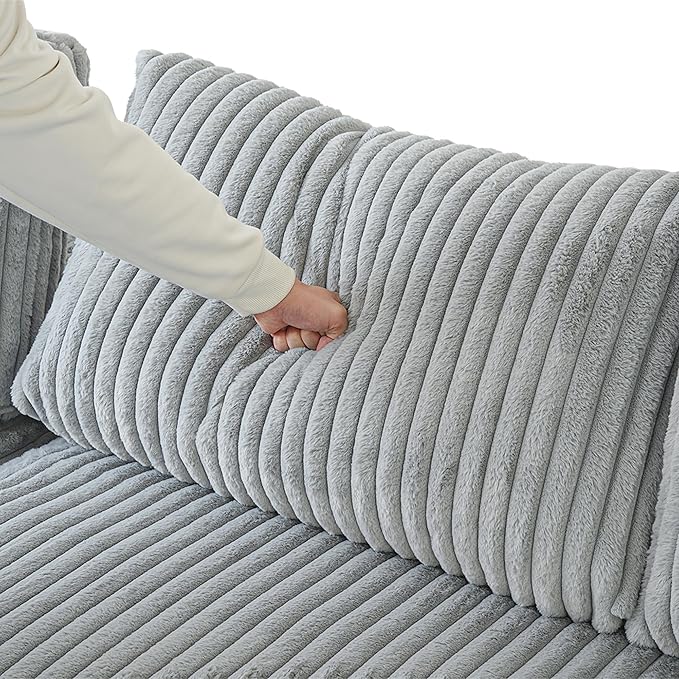 JACH 78.74 Love Seat Sectional Couches Convertable Modular Sofa with Chaise Ottoman Modern Deep Seat Couch Sofa Covers Washable Minimalist Plush Sofas for Living Room Apartment Light Grey