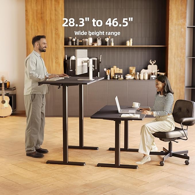 INNOVAR Electric Standing Desk Adjustable Height Stand up Desks 55 x 24 Inches Sit Stand up Desk for Home Office Computing 3-Preset Memory Height Ergonomic Rising Desks Black