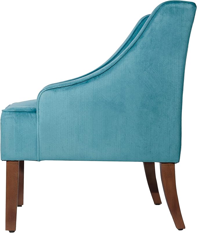 Homepop Home Decor | Upholstered Classic Swoop Arm Accent Chair | Accent Chairs for Living Room &amp Bedroom | Decorative Home Furniture Velvet Teal
