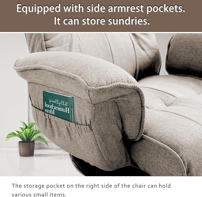 FLOGUOR 360 Degree Swivle Adjustable Floor Chair Chaise Lounge Indoor Folding Lazy Sofa with Armrests and Side Pocket Adults Gaming Chairs for Living Room Bedroom Factory Price 201 (BE)