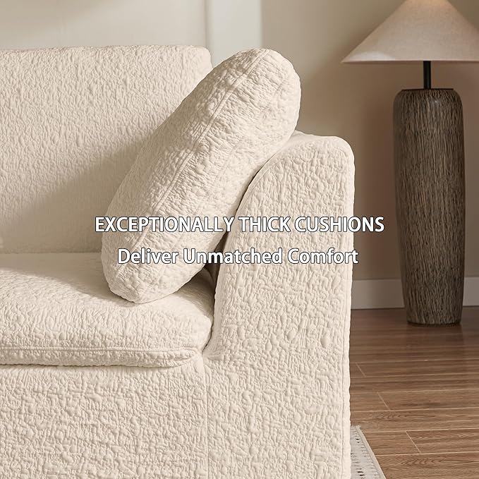 110 Cloud Sectional Couches for Living Room Modern Modular L-Shape Sofa Couch with Chaise 3 Seater Modular Sectional SofaNo Assembly Required (Beige)
