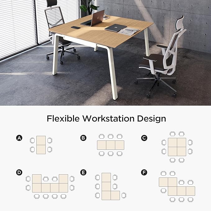 Modular Computer Office Desk Modern Style Small Study Writing Workstation Table for Home &amp Business Team Desk – 4 Person (94 x 47)