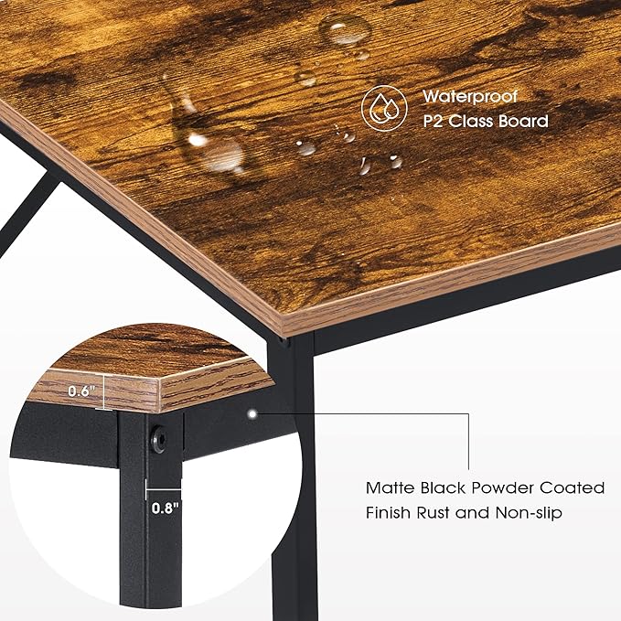 ivinta Computer Desk Industrial Home Office Desk with Metal Frame 40 Workstation for Small Spaces Living Room Bedroom Single (Vintage Easy Assemble)