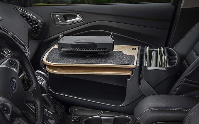 AutoExec GripMaster Car Desk for Your Vehicle Workstation and Mobile Office Natural with Printer Stand and 400 watt Power Inverter