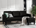 MAGIC UNION Faux Leather Convertible Sectional Couch Sofa L-Shape Sectional Sofa with Chaise Reversible 3-Seat Modern Linen Fabric Small Couches for Living RoomApartmentSmall SpaceOffice (PU Black)