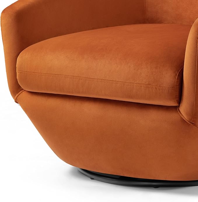 Swivel Barrel Accent Chair Modern Round Velvet Fabric Arm Chair for Living Room Bedroom Comfy Club Reading Chairs for Adults(Velvet Orange Set of 1)
