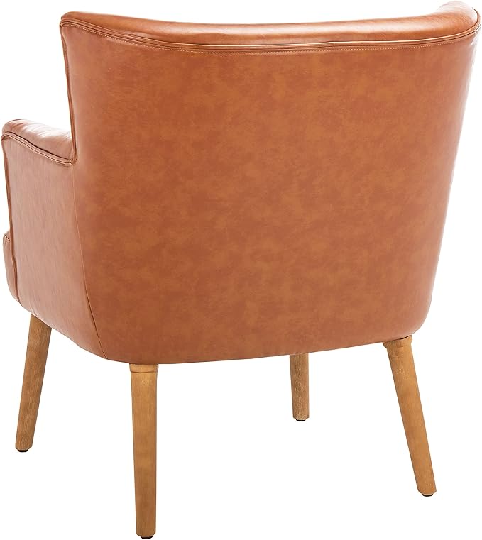 SAFAVIEH Home Collection Delfino Cognac Faux Leather/Natural Accent Chair