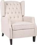 Christopher Knight Home Diana Wingback Recliner Light Beige Tweed + Dark Brown