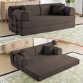 78.8 Boneless Memory Foam Couch Corduroy Convertible Floor Sofa Bed Fold-Out Sleeper Futon Loveseat Wide Armrests &amp Supportive Back 1200 lb Couch in a Box 2 Pillows Brown