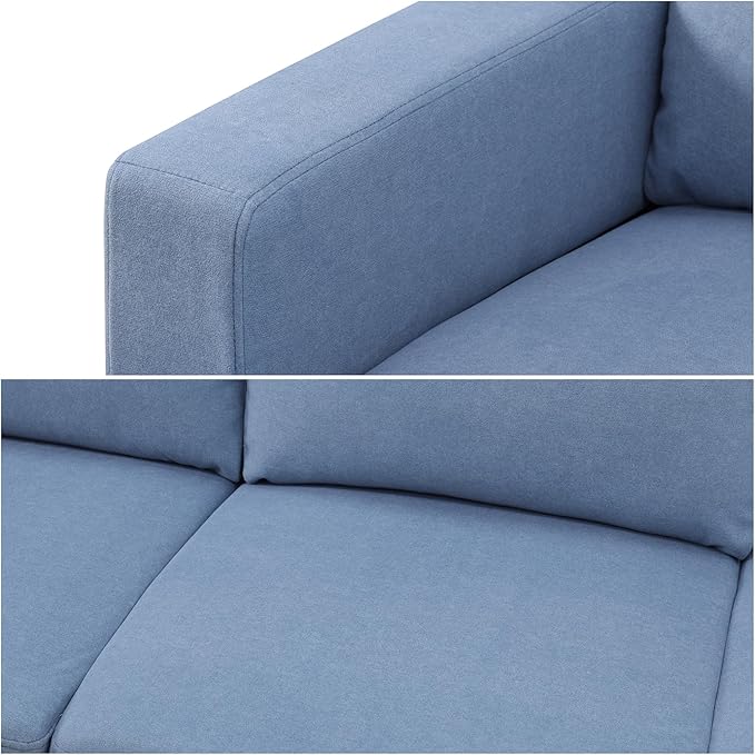 Sectional Sofas for Living Room Furniture Sets 4-Seat Modular Sectional Sofa with Armrests High Elastic Sponge Filled L Shaped Couch for Apartment Blue