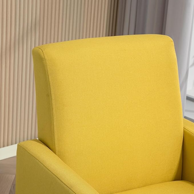Minimalist Upholstered Armchair with Ergonomic Design Padded Seat &amp Curved Armrest Decorative Comfy Accent Chair Ideal for Living Room Bedroom Office Mustard Yellow